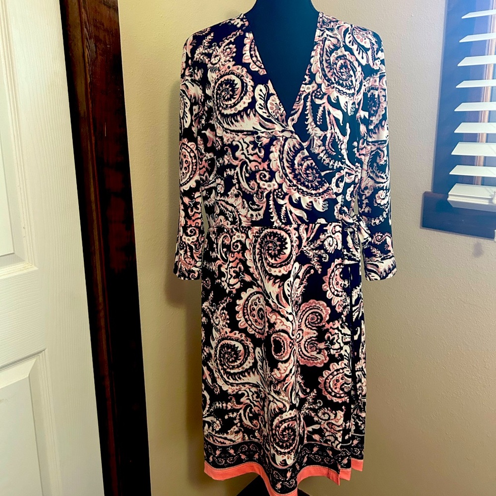 Pink and black paisley dress